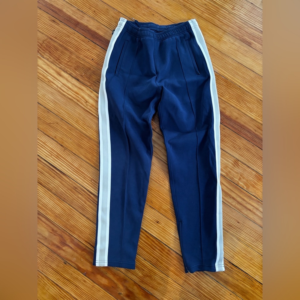 Tracksmith Blue Joggers with White Stripes